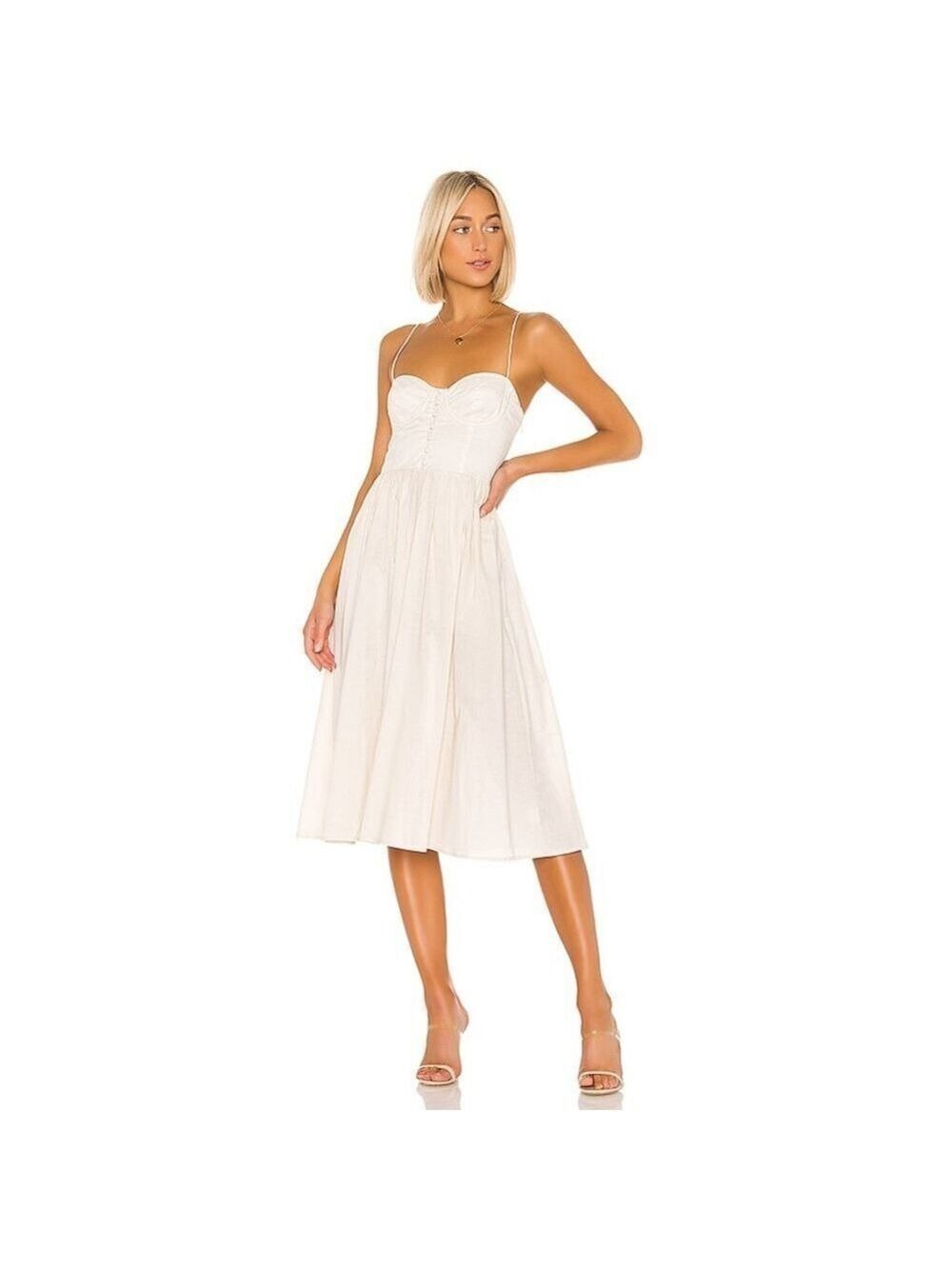 Women's L'Academie Midi Dress S Beige Cotton